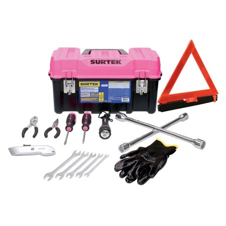SURTEK Combination Automotive Tool Set With Pink Plastic Box JA11P